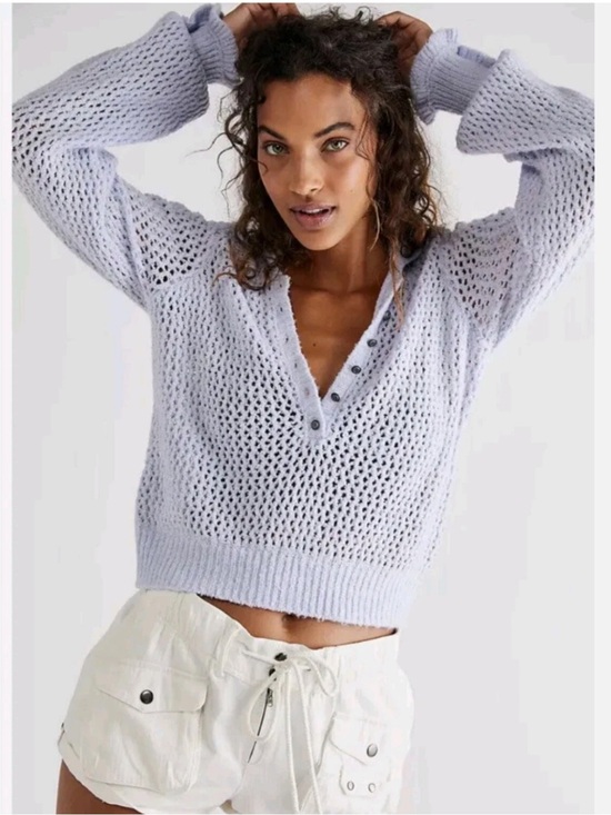 Free People Sweaters - NWT Free People Care Snowdrift Pullover Peri Ice Boucle Sweater S